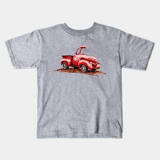 Red Classic Truck Cartoon Kids T-Shirt